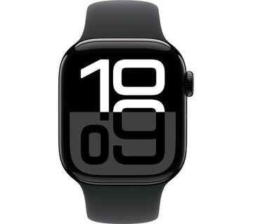 Apple Watch Series 10 GPS + Cellular, 42mm Jet Black Aluminium Case with Black Sport Band - M/L - Acceptable